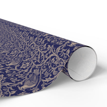 Small Print Sapphire Toned Rococo Vines Gift Wrap