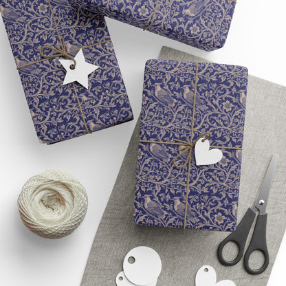 Small Print Sapphire Toned Rococo Vines Gift Wrap