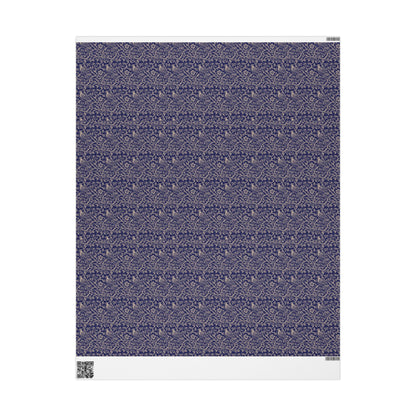 Small Print Sapphire Toned Rococo Vines Gift Wrap