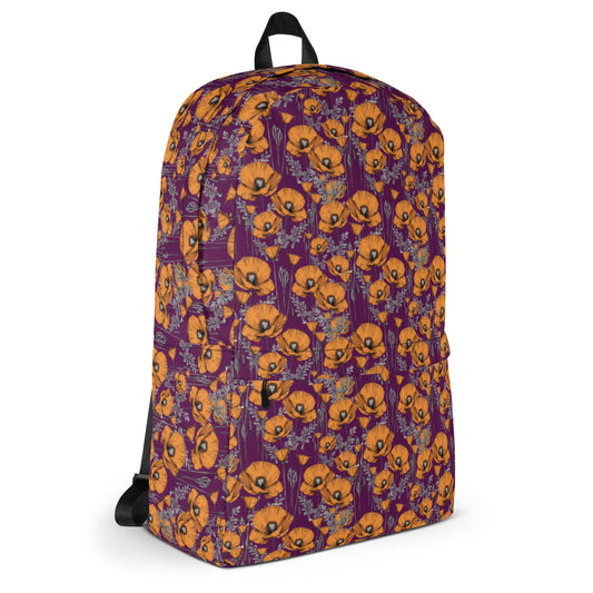 California Poppies Backpack in Purple