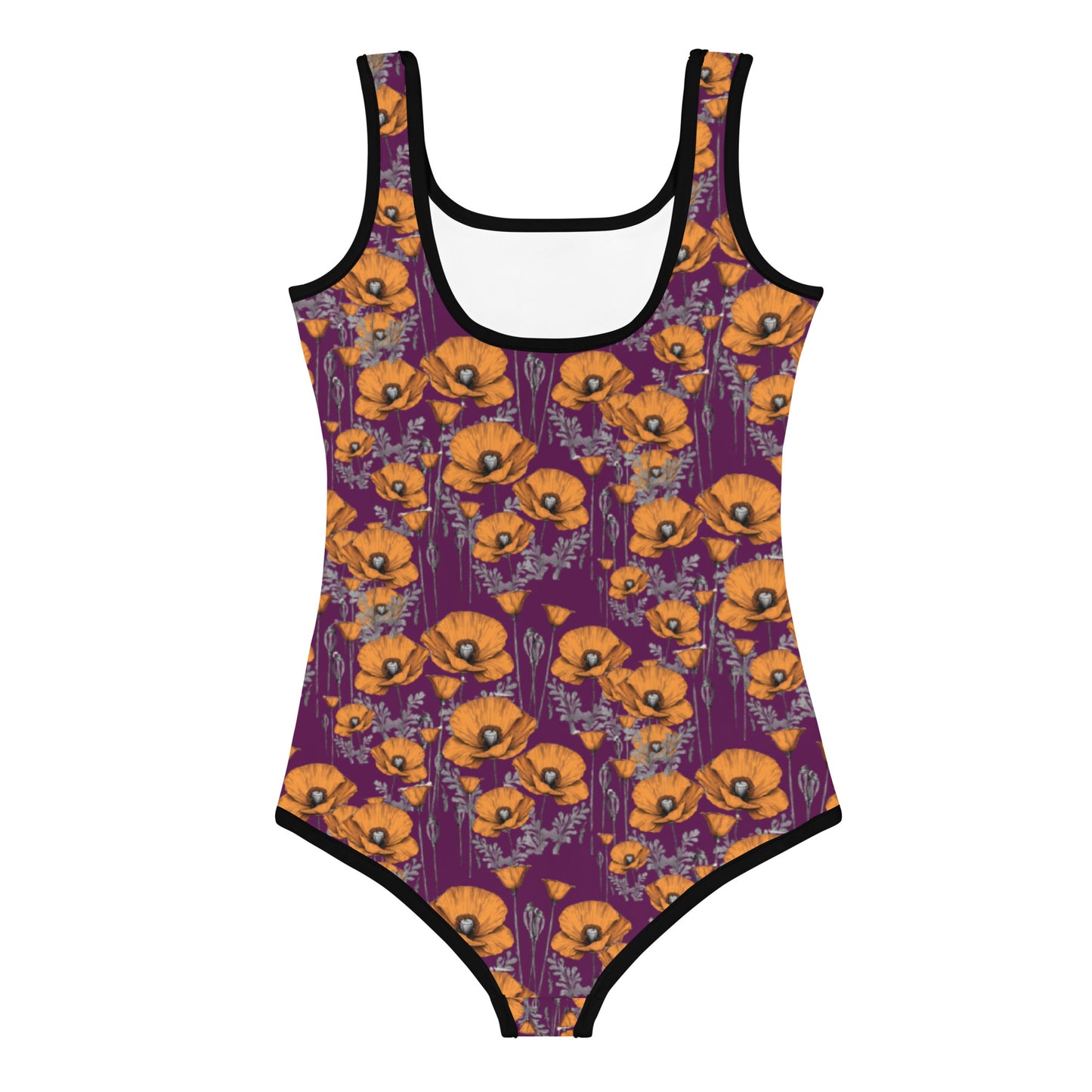 California Poppies One Piece Swimsuit for Tots - Purple