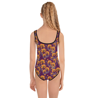California Poppies One Piece Swimsuit for Tots - Purple