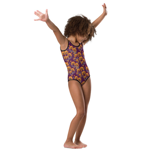 California Poppies One Piece Swimsuit for Tots - Purple