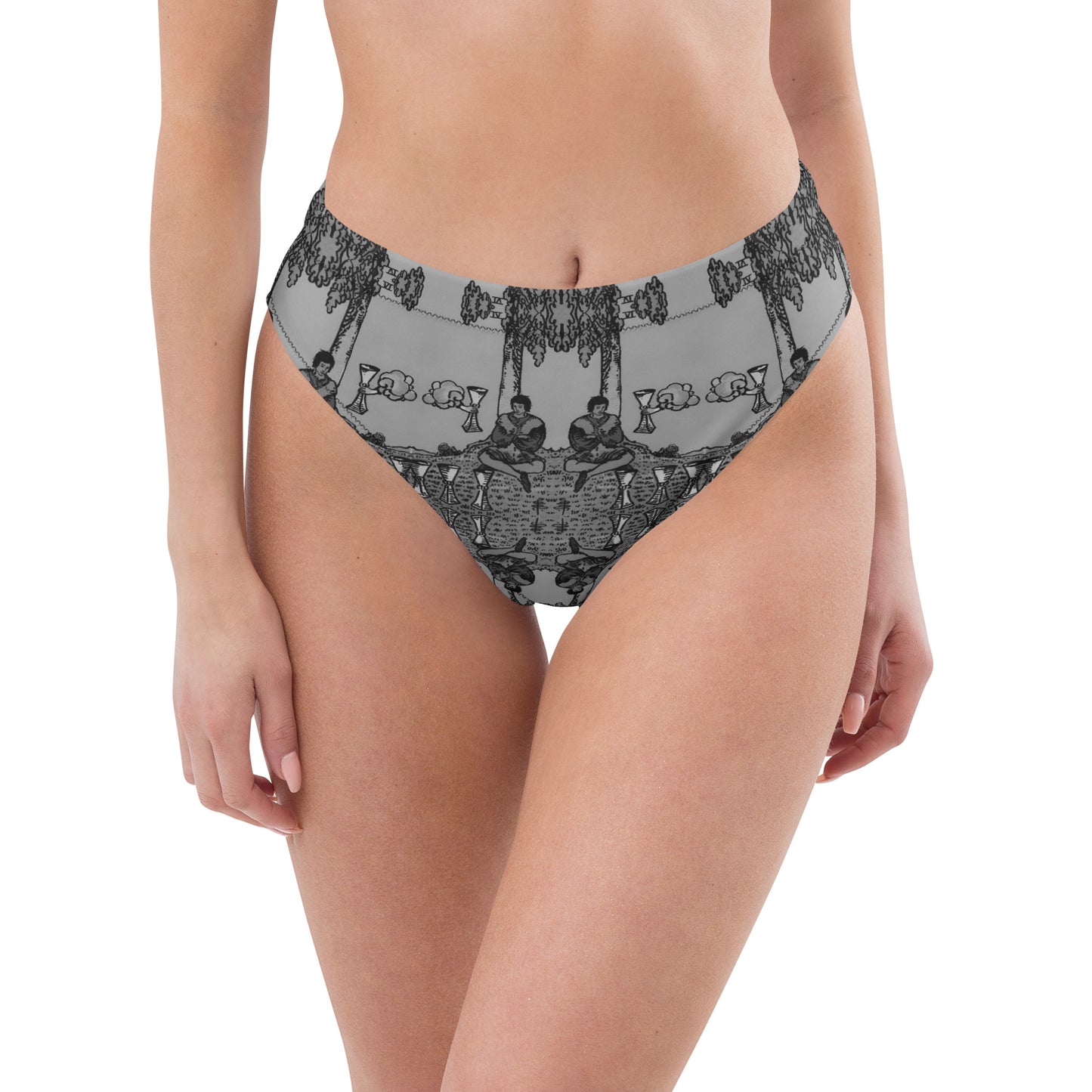 Four of Cups Card High Waisted Bikini Bottoms