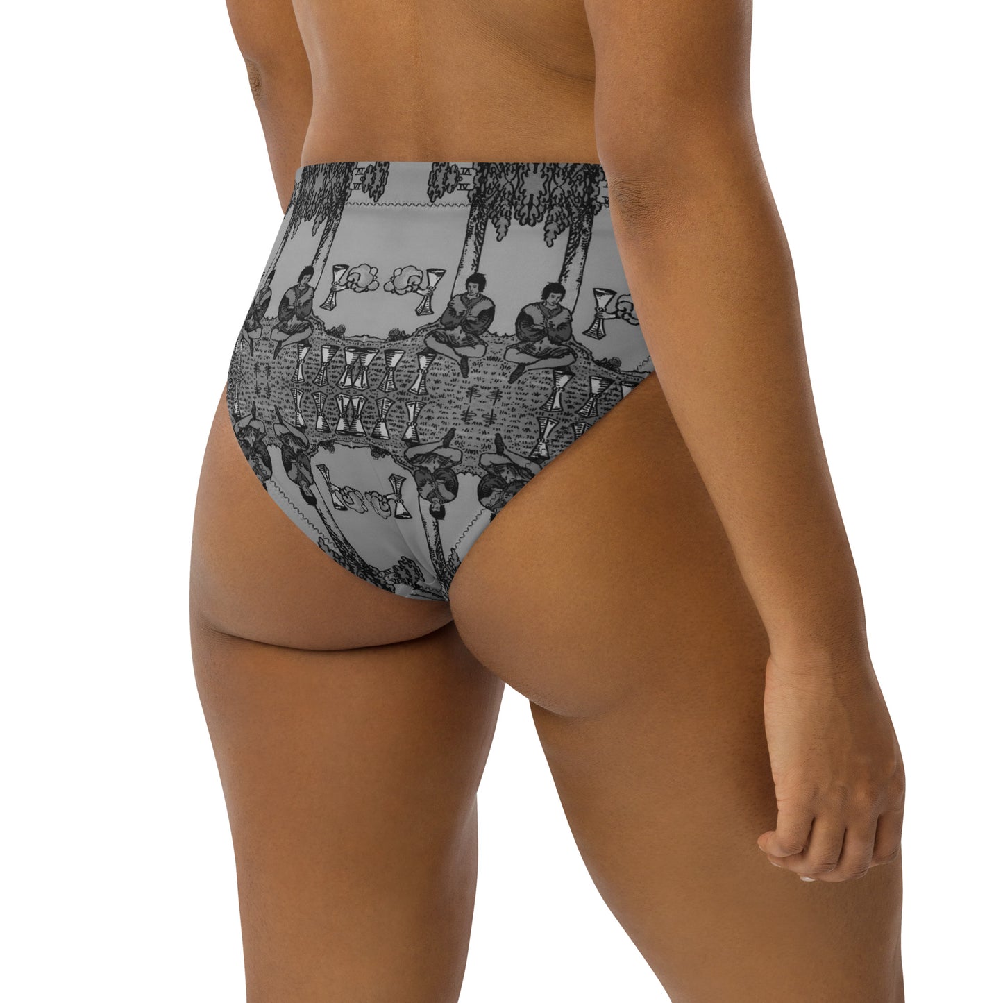 Four of Cups Card High Waisted Bikini Bottoms