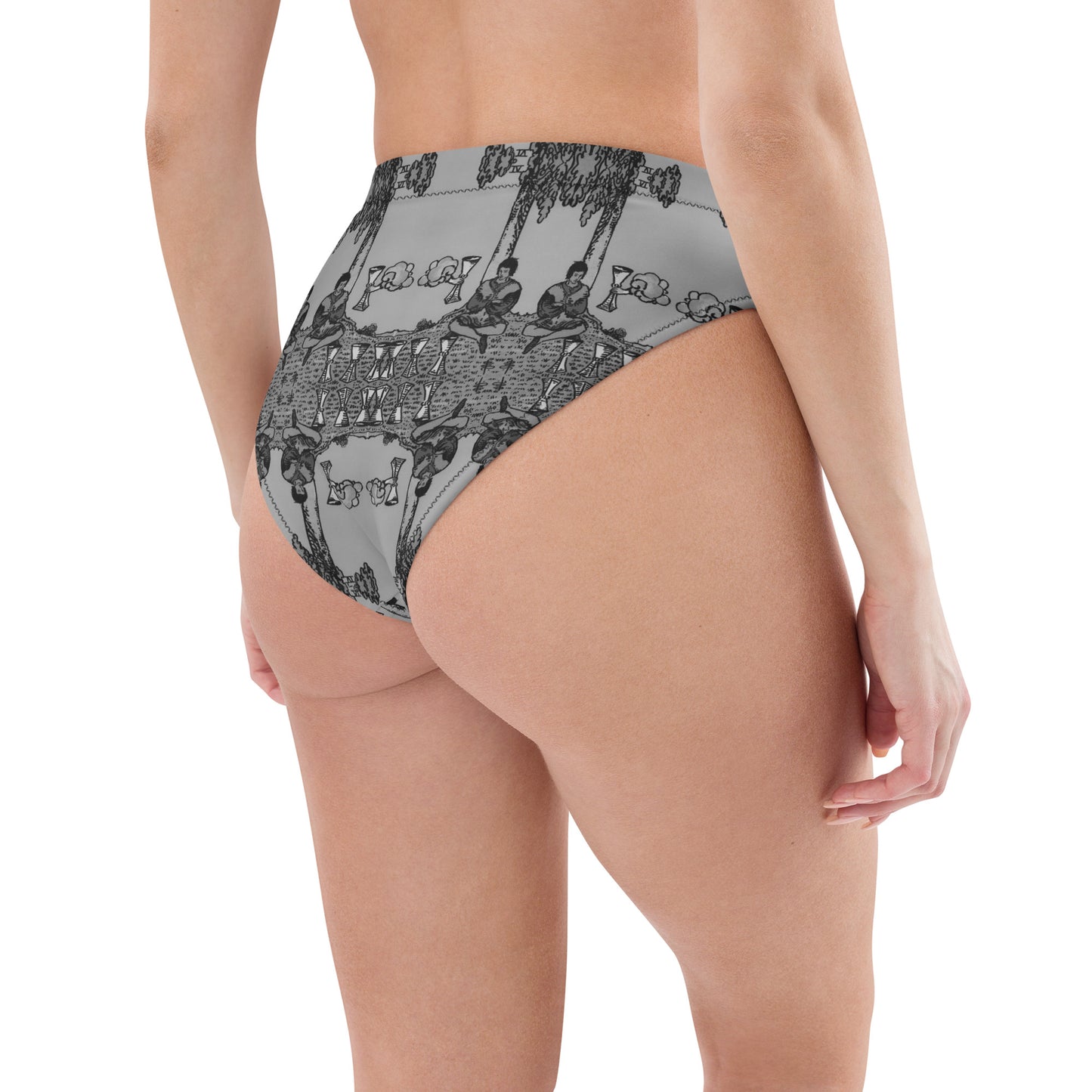 Four of Cups Card High Waisted Bikini Bottoms