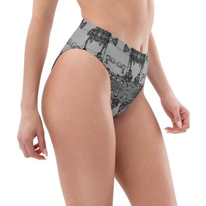 Four of Cups Card High Waisted Bikini Bottoms