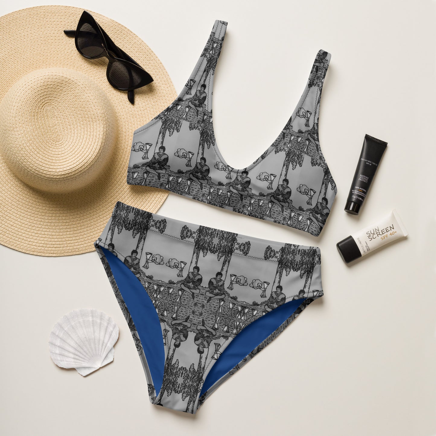 Four of Cups Card High Waisted Bikini