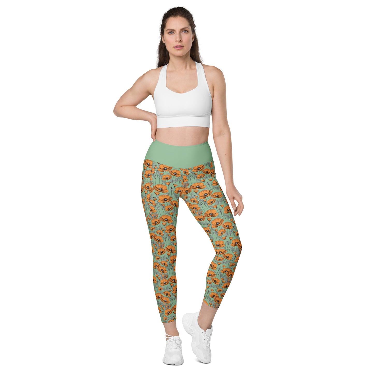 Original California Poppies Leggings with Pockets