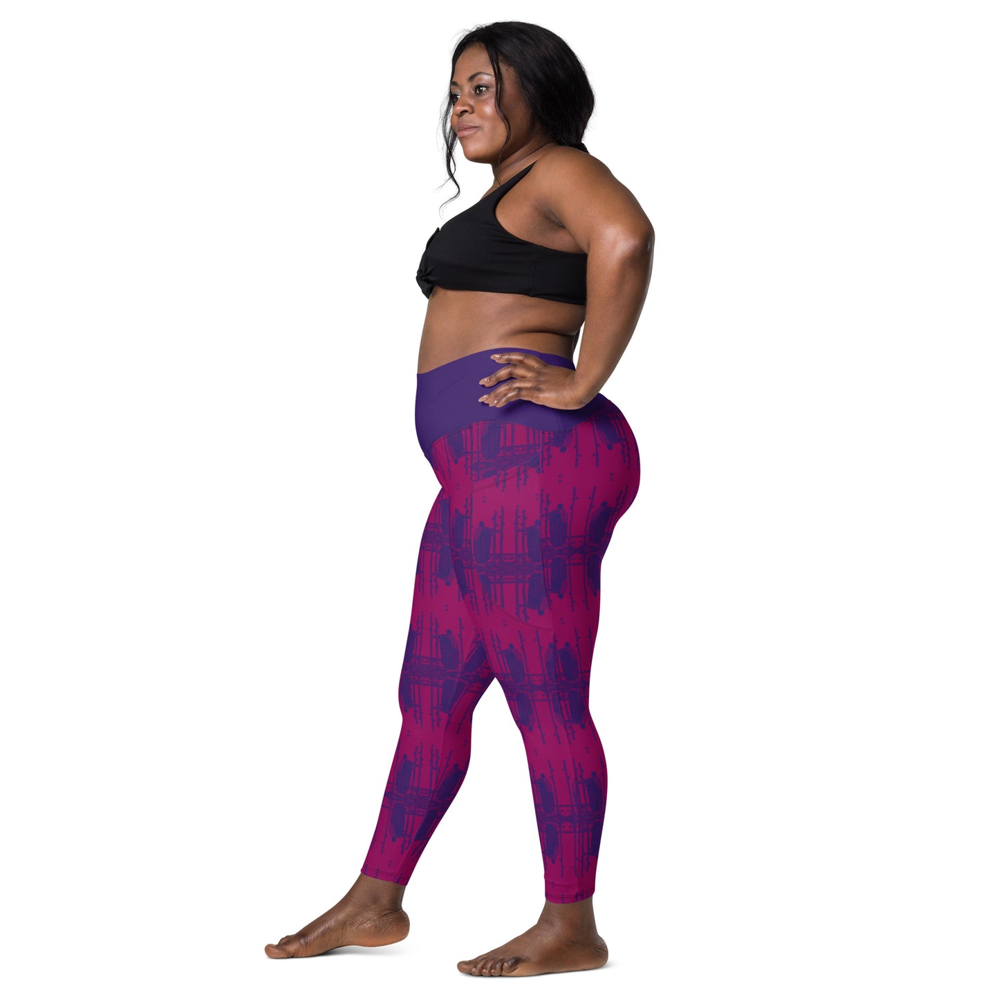 Three of Wands Card Yoga Leggings with Pockets