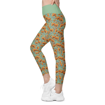 Original California Poppies Leggings with Pockets