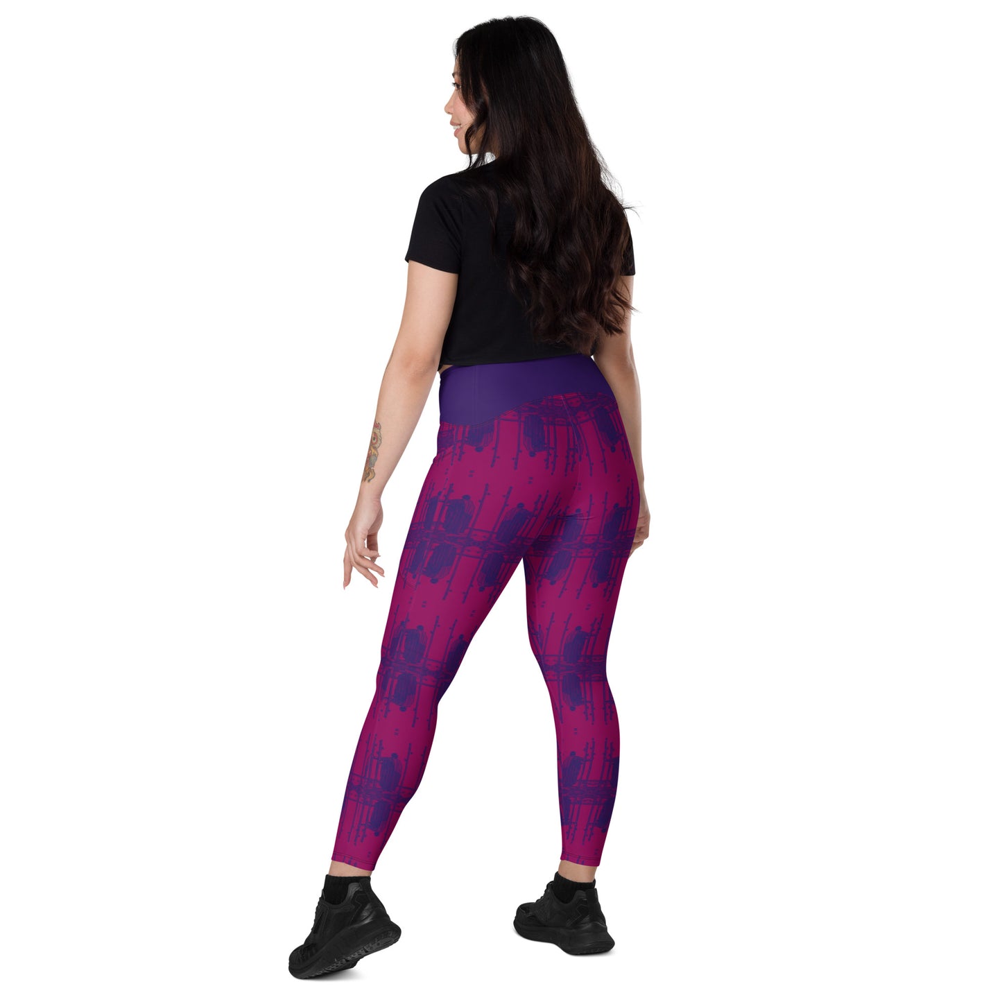 Three of Wands Card Yoga Leggings with Pockets