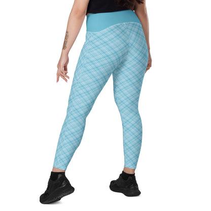 Sky Blue Plaid Leggings with Pockets