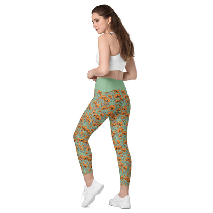 Original California Poppies Leggings with Pockets