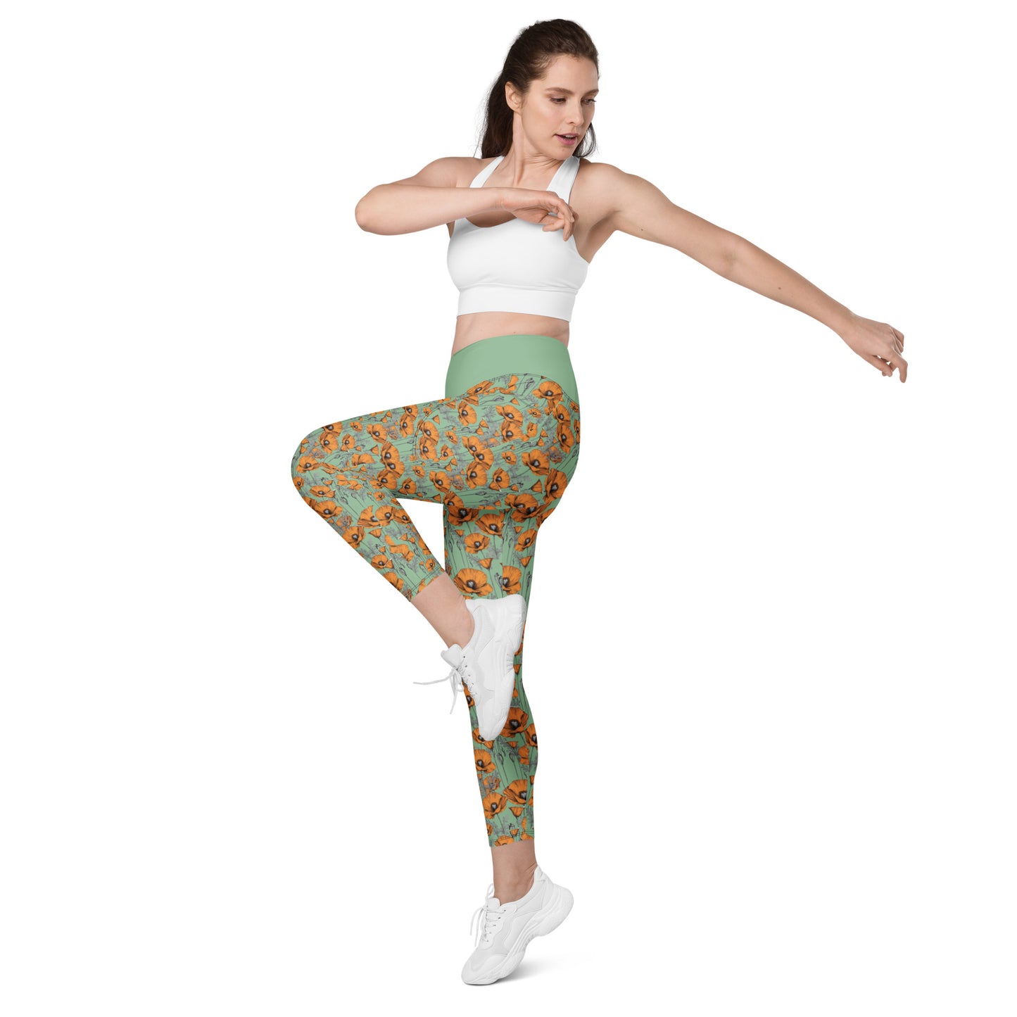 Original California Poppies Leggings with Pockets