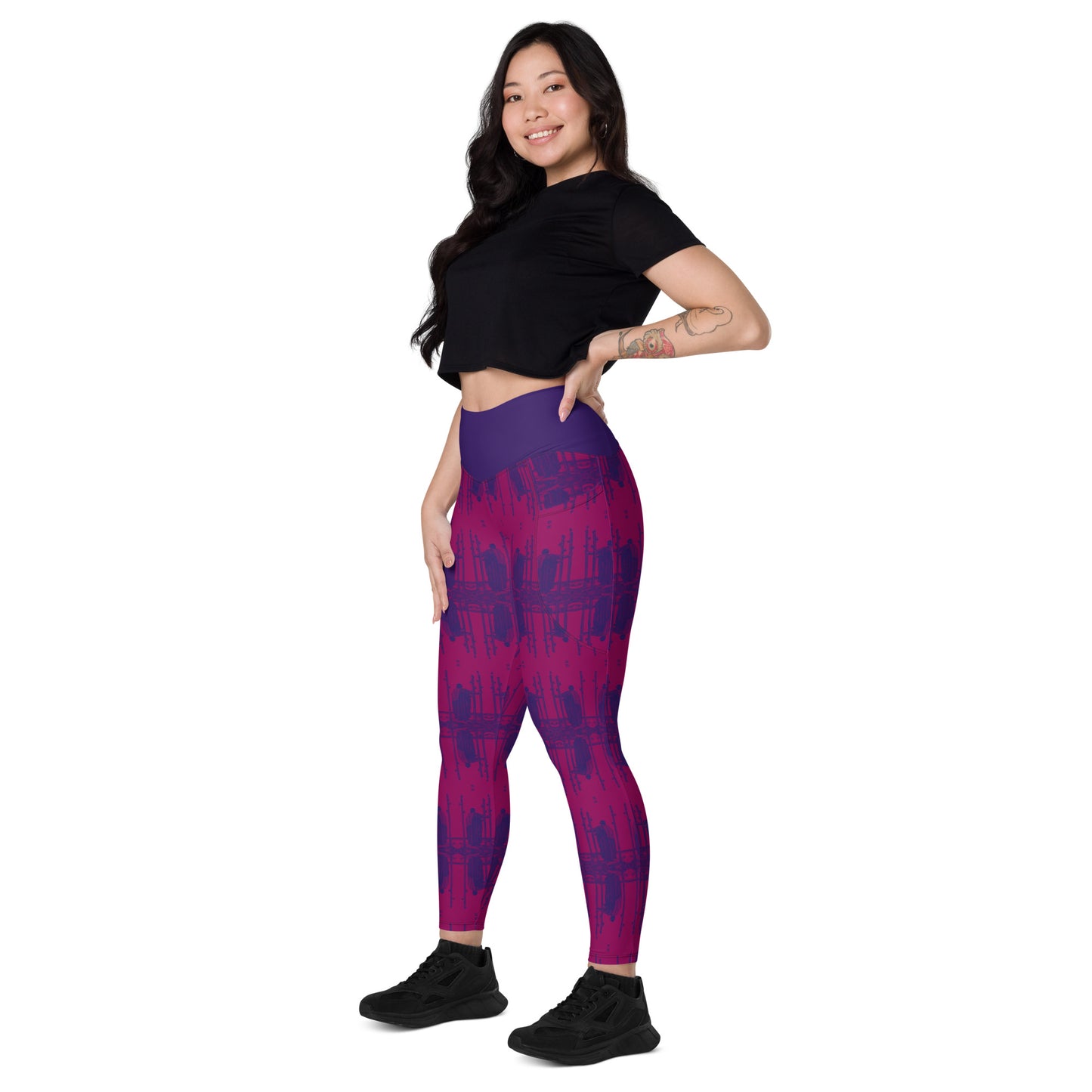 Three of Wands Card Yoga Leggings with Pockets