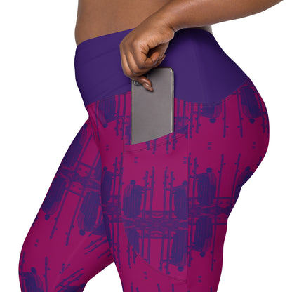 Three of Wands Card Yoga Leggings with Pockets