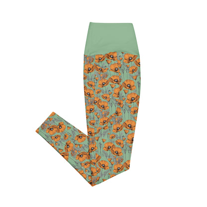 Original California Poppies Leggings with Pockets