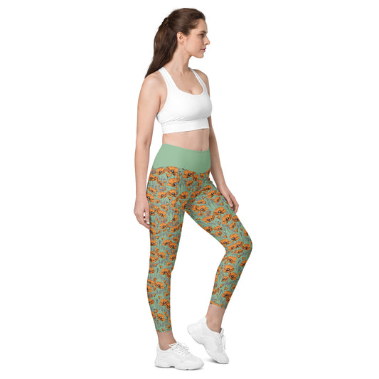 Original California Poppies Leggings with Pockets