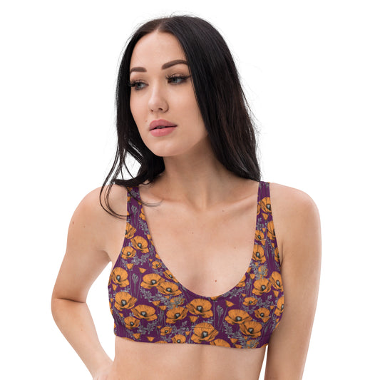 California Poppies Padded Bikini Top - Purple