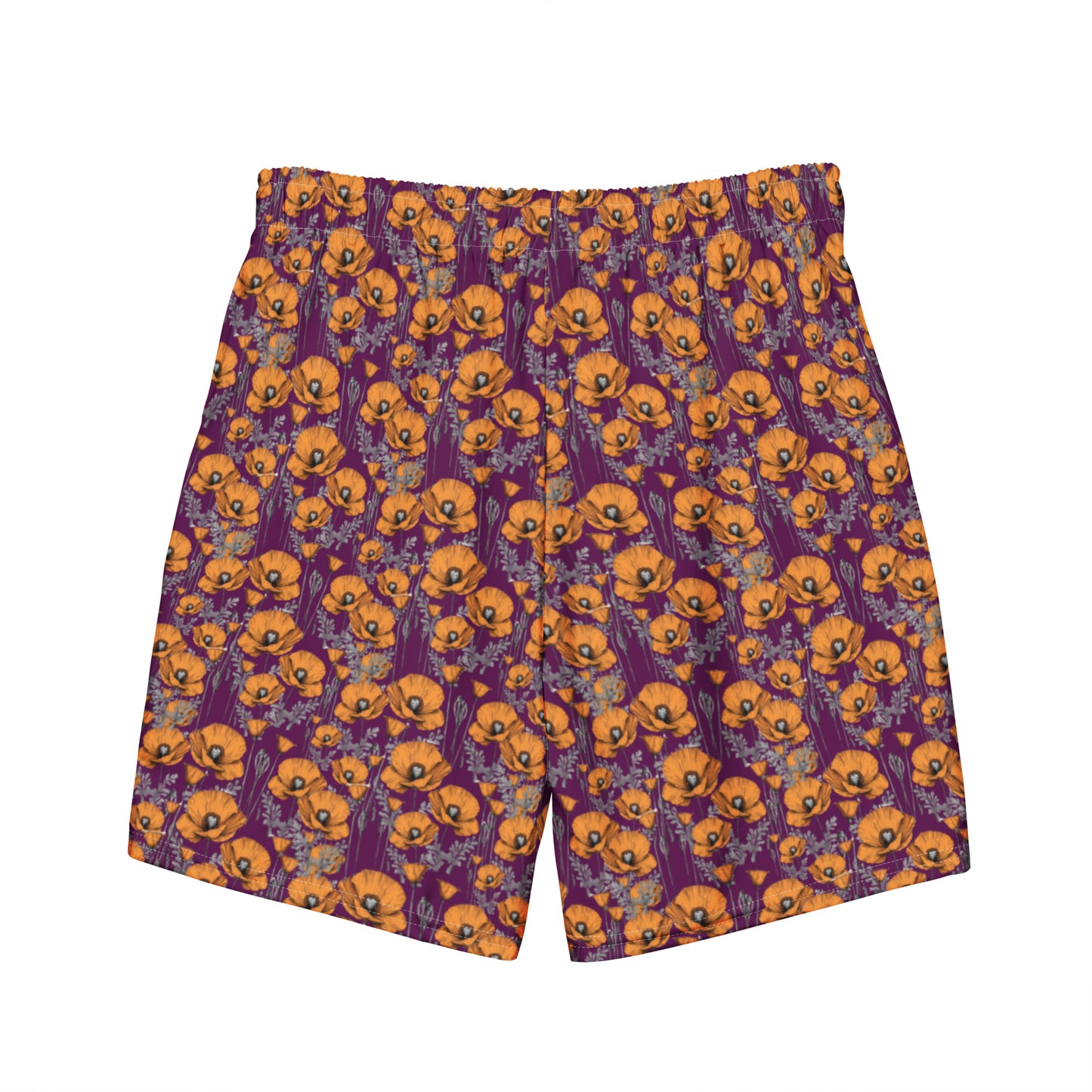 California Poppies Swim Trunks in Purple