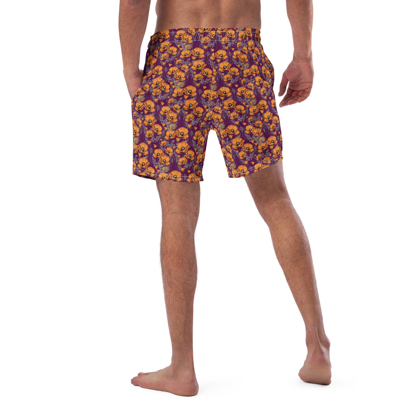 California Poppies Swim Trunks in Purple