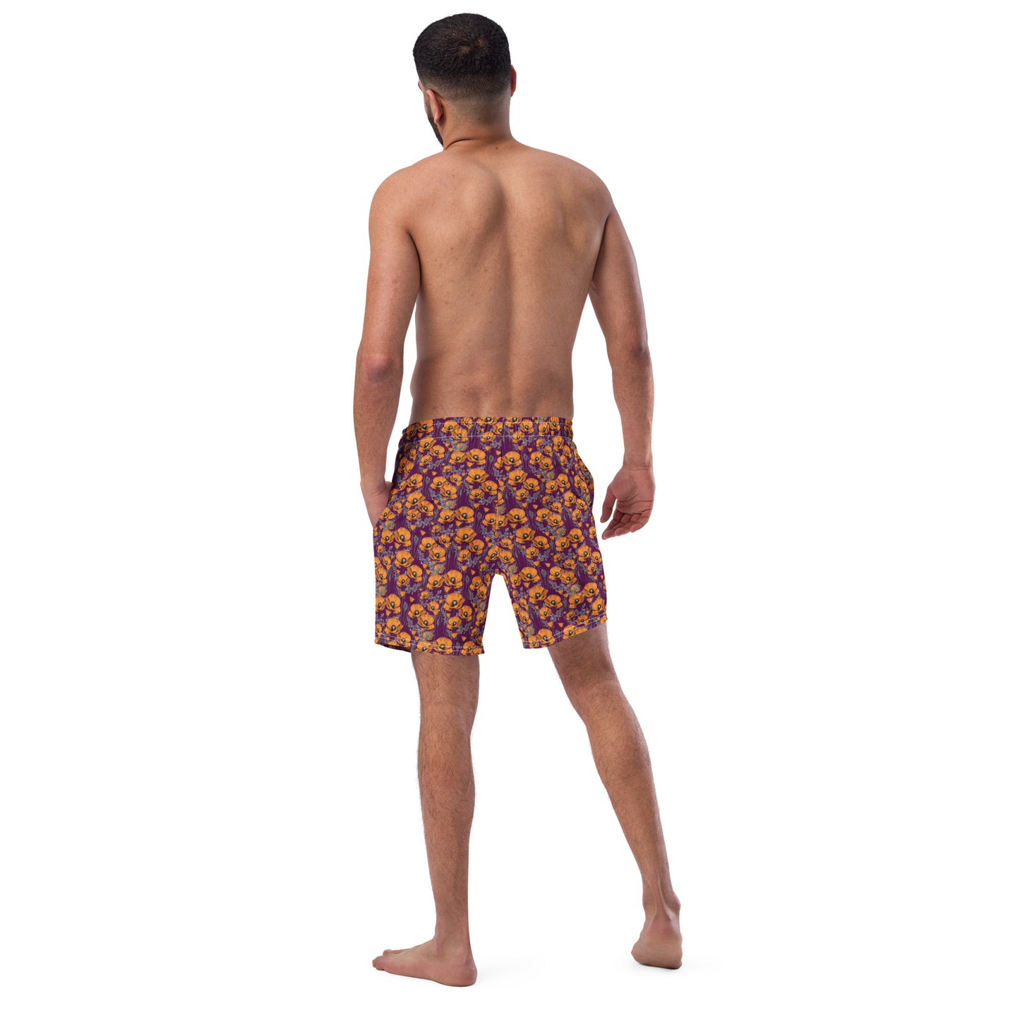 California Poppies Swim Trunks in Purple