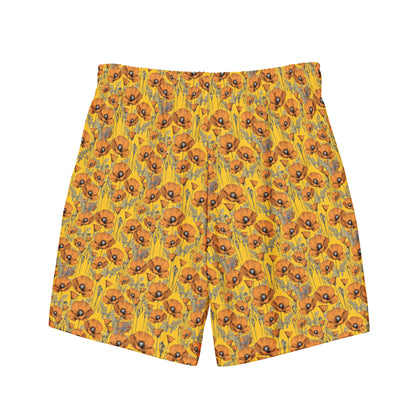 California Poppies Swim Trunks - Yellow