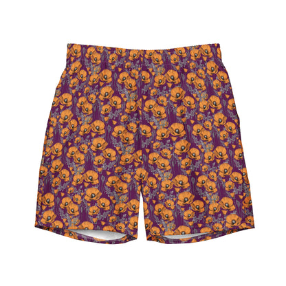 California Poppies Swim Trunks in Purple