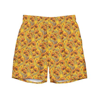 California Poppies Swim Trunks - Yellow