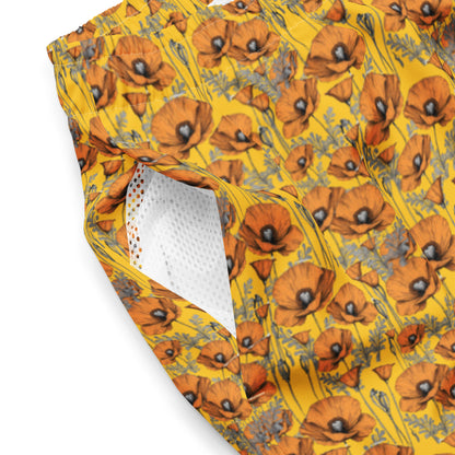 California Poppies Swim Trunks - Yellow