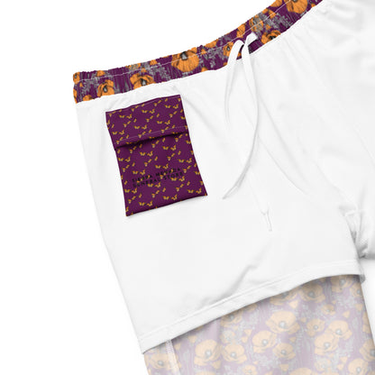 California Poppies Swim Trunks in Purple