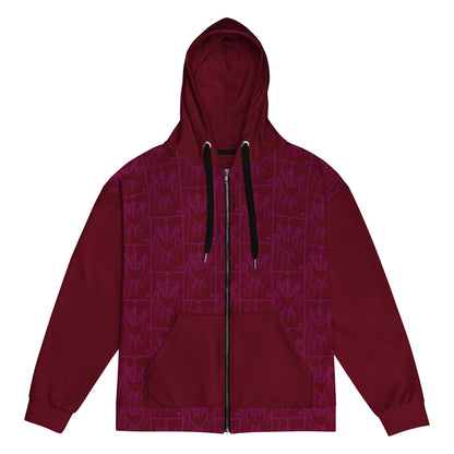 The Three of Swords Card Tiled Zip Hoodie