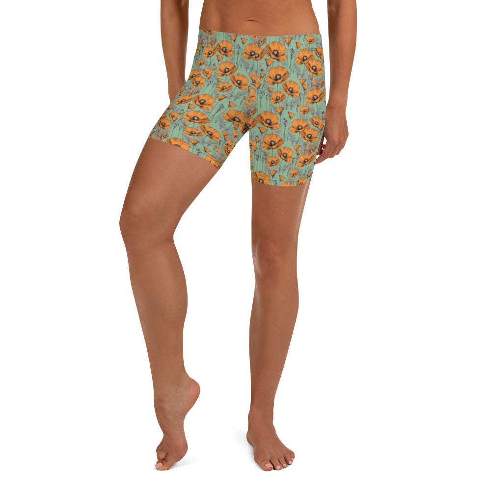 Original California Poppies Bike Shorts