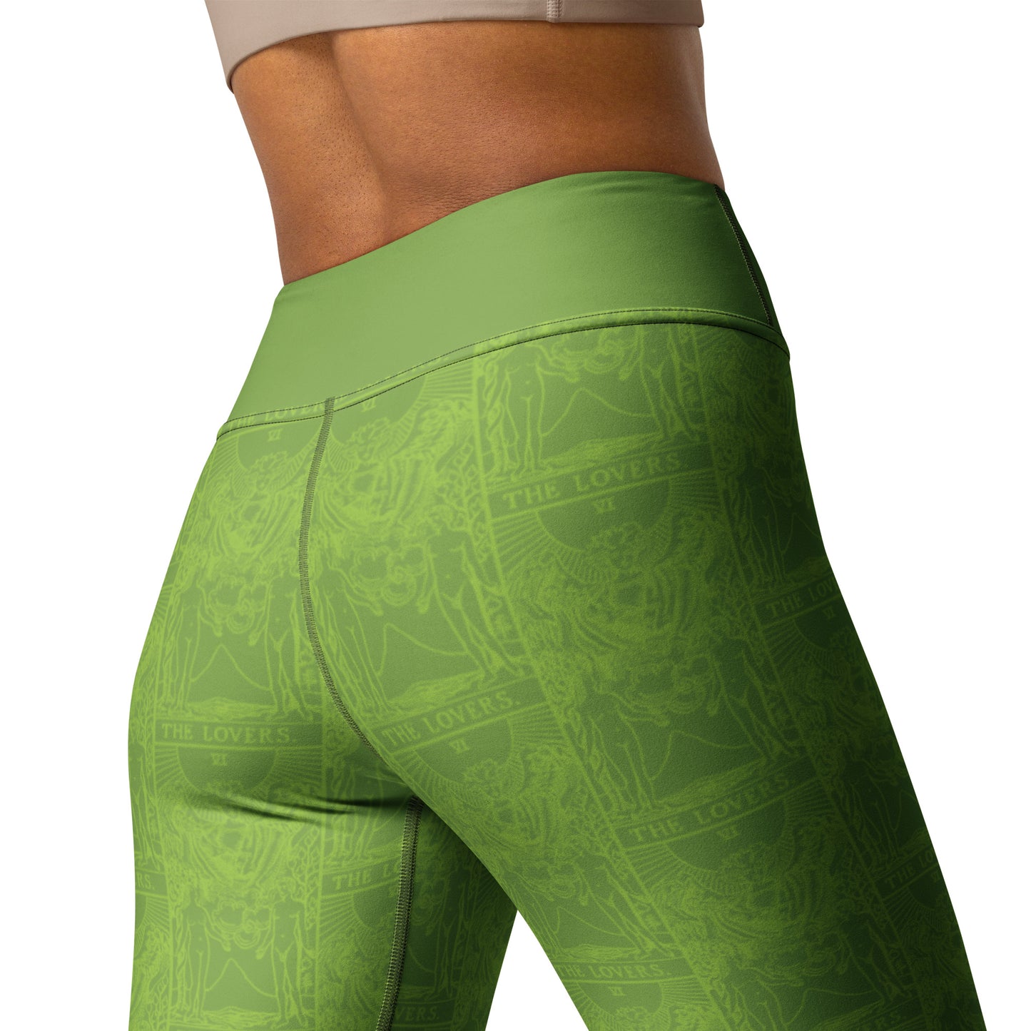 The Lovers Card Yoga Leggings - Lime