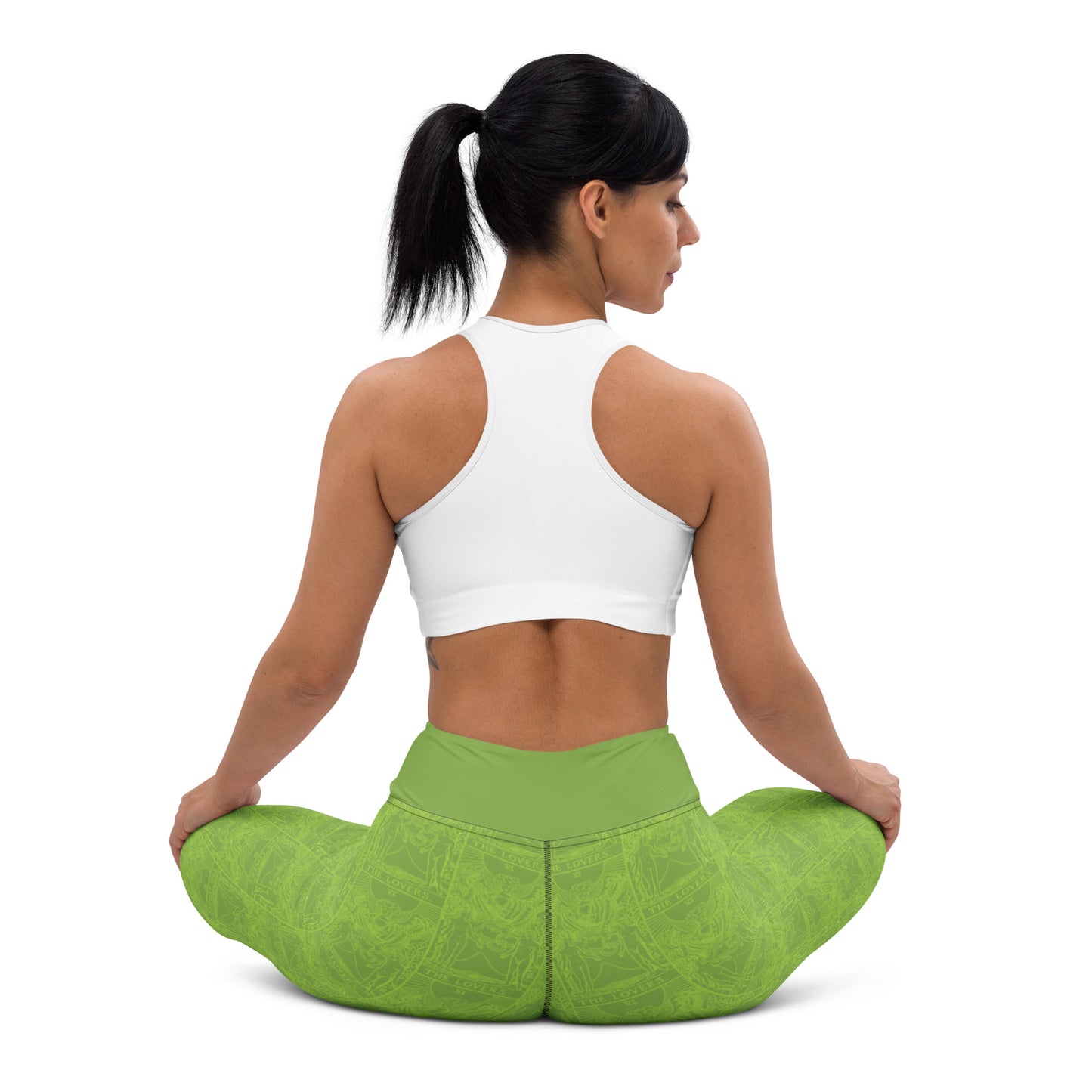 The Lovers Card Yoga Leggings - Lime