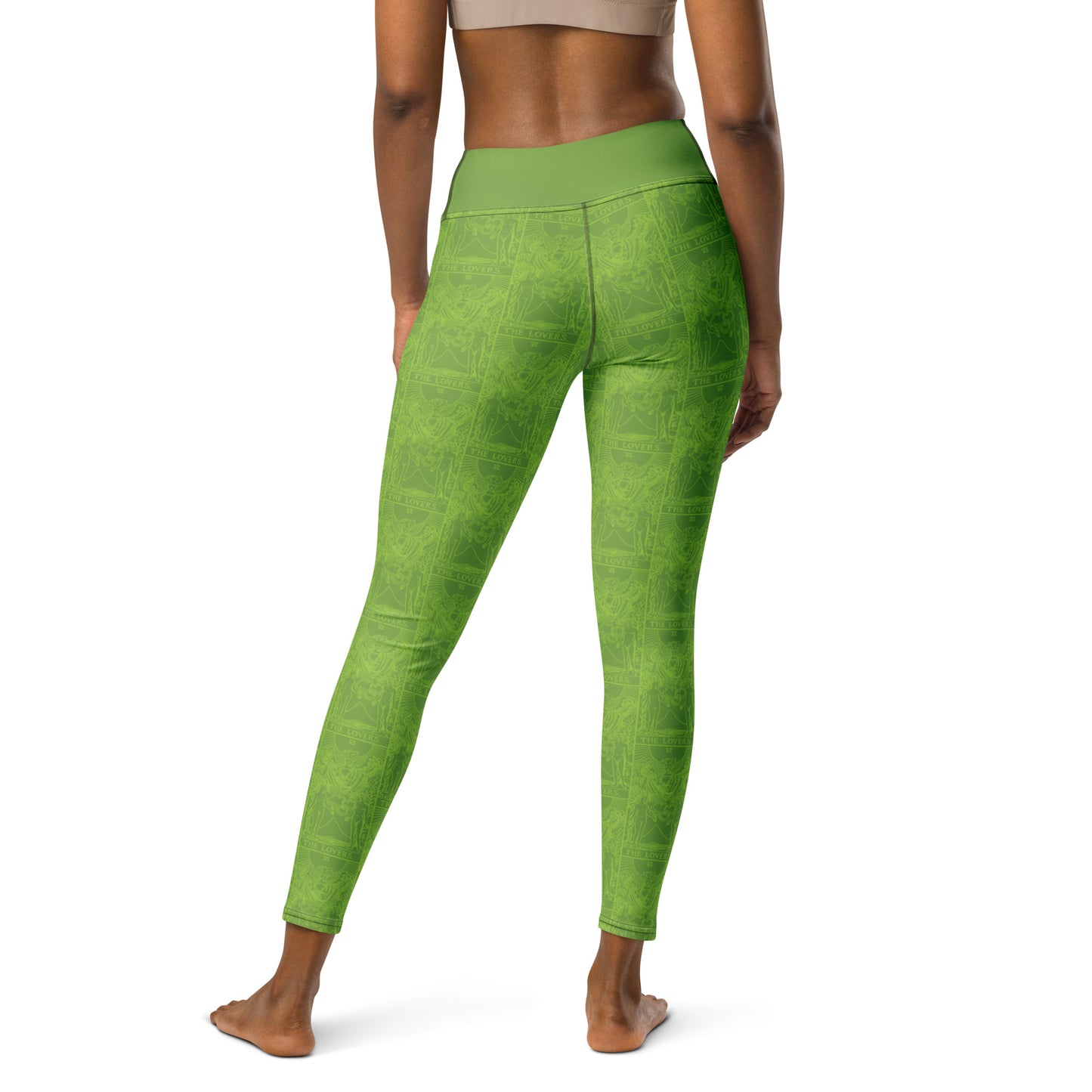 The Lovers Card Yoga Leggings - Lime