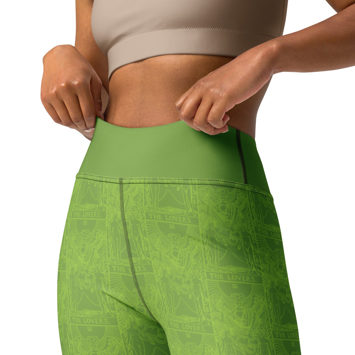 The Lovers Card Yoga Leggings - Lime