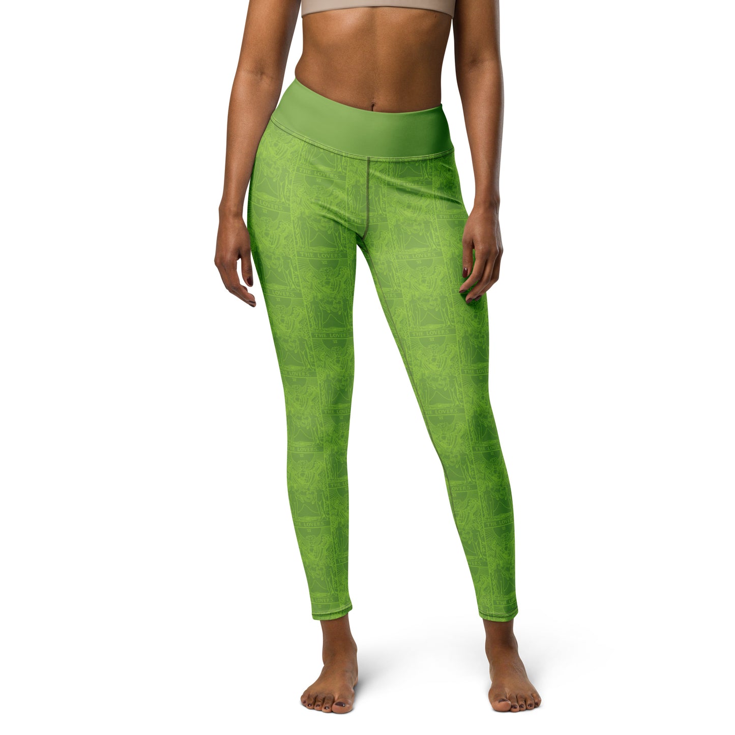 The Lovers Card Yoga Leggings - Lime