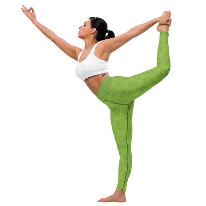 The Lovers Card Yoga Leggings - Lime