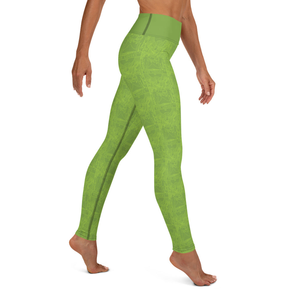 The Lovers Card Yoga Leggings - Lime