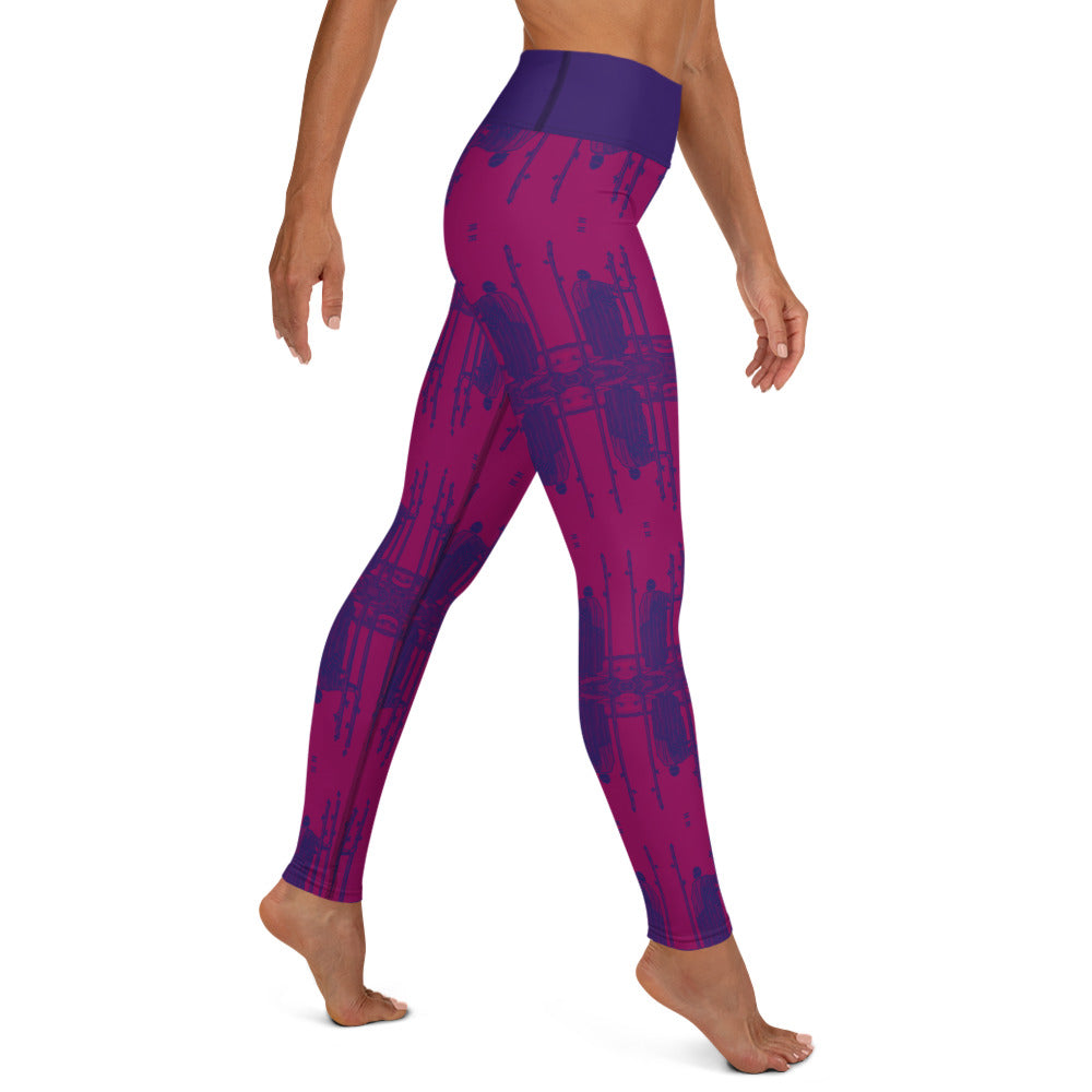 Three of Wands Card Yoga Leggings - Purple
