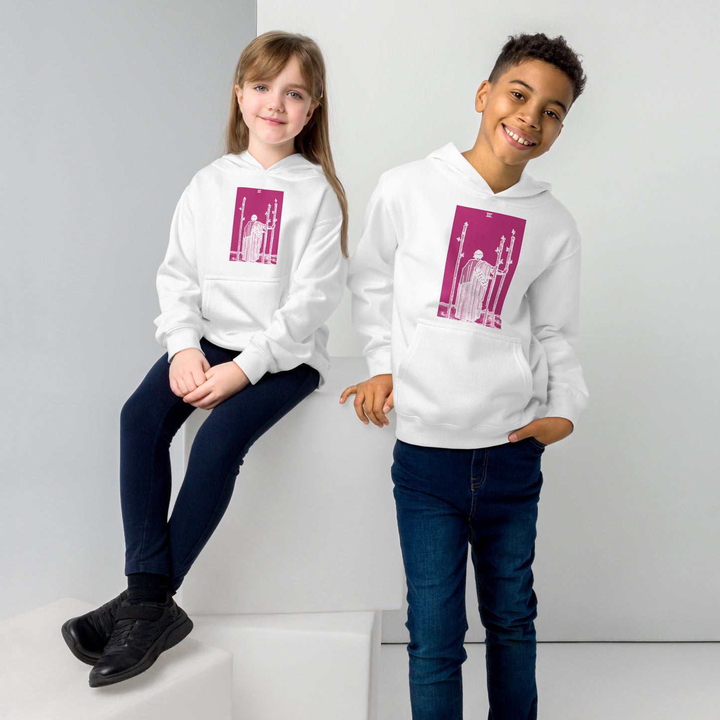 Three of Wands Card Hoodie for Kids