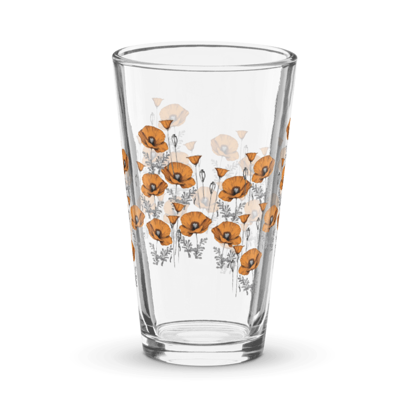 California Poppies Pint Glass