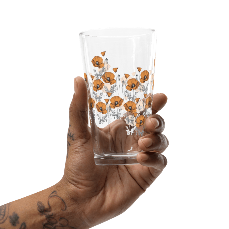 California Poppies Pint Glass