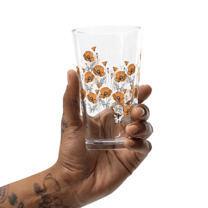 California Poppies Pint Glass