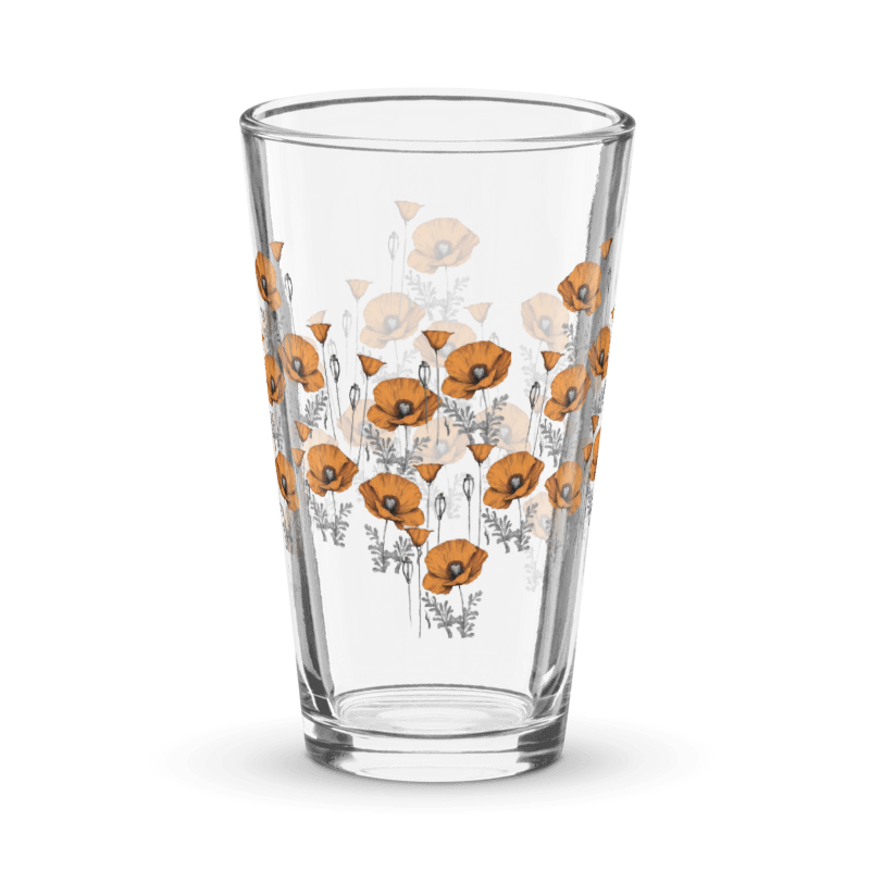 California Poppies Pint Glass