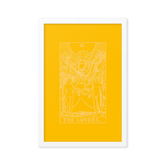 The Lovers Card Framed Print - Golden Yellow