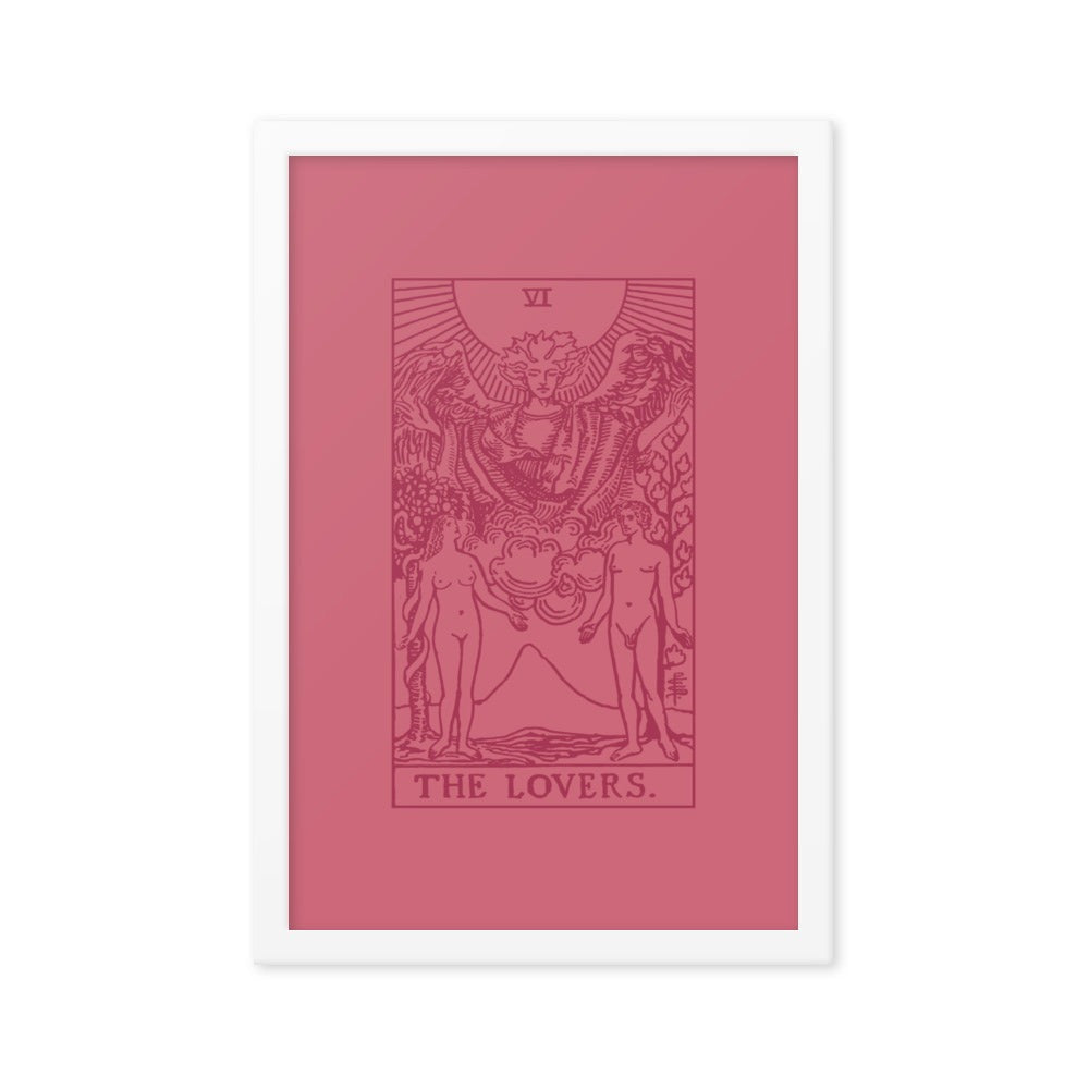 The Lovers Card Framed Print - Pink