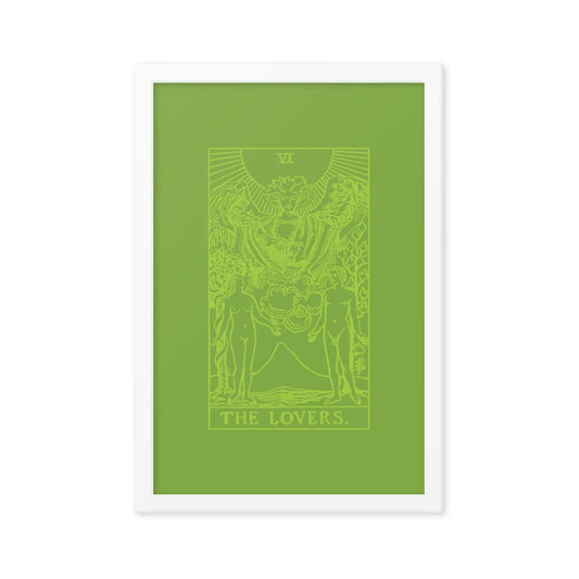 The Lovers Card Framed Print - Lime